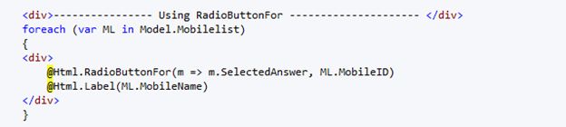Use of RadioButtonFor